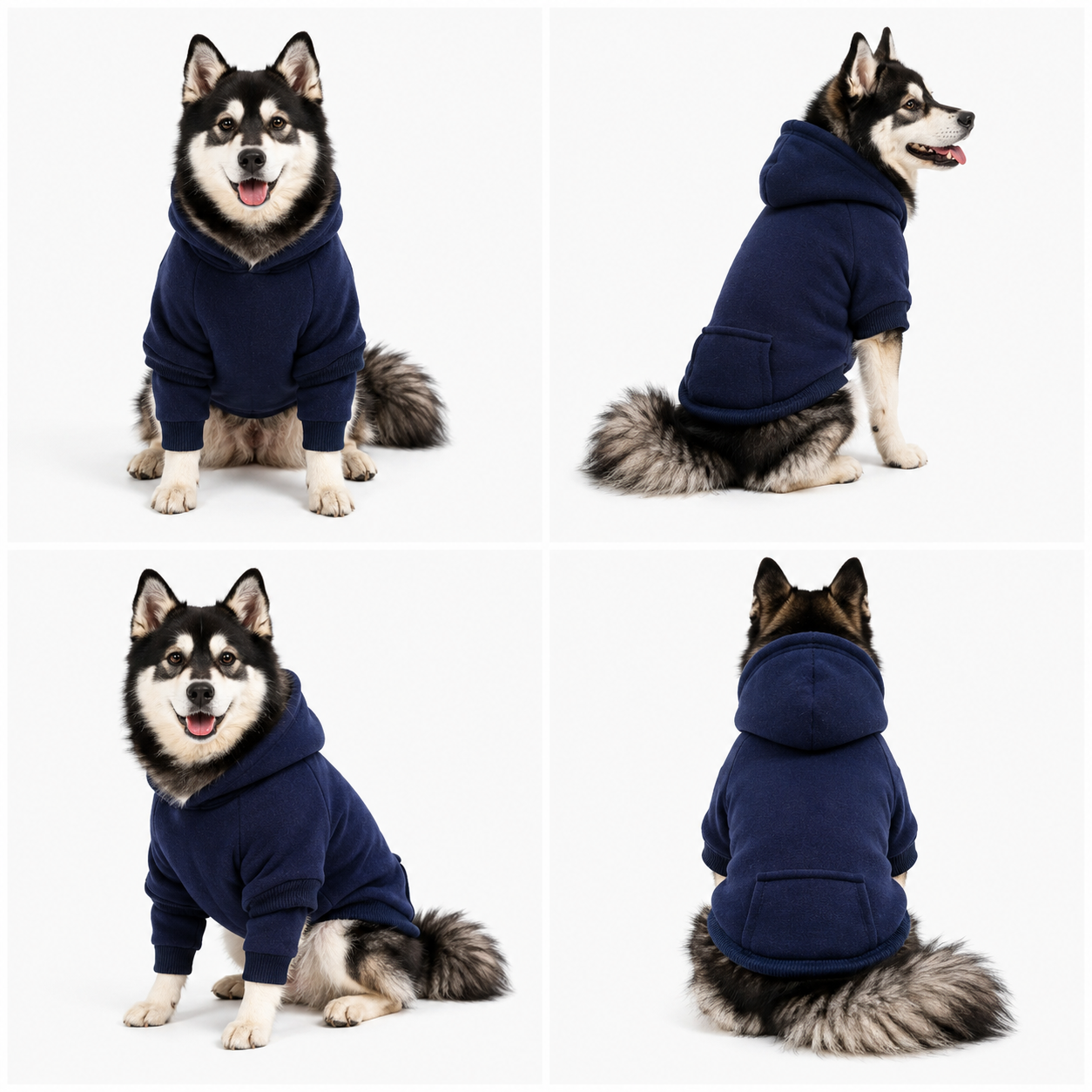 Navy Warm Pocket Dog Hoodie