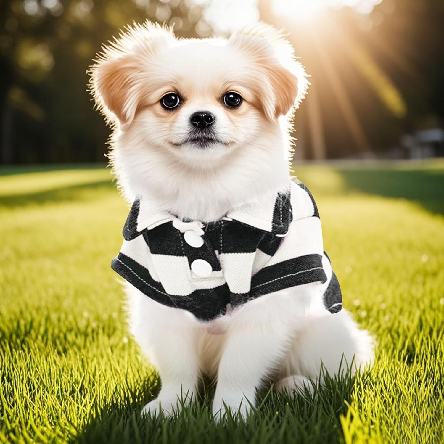 Dog Shirt Polo Shirt Striped Collar Puppy Clothes Summer Button up Pet Clothes for Small Medium Dogs Cats for Boy Girl Pets