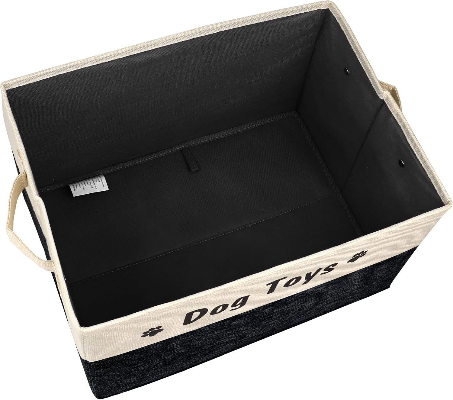 Dog Toy Basket, Foldable Dog Toy Bin Box for Living Roon Area, Collapsible Storage Basket with Comfortable Handles for Pet Coat, Accessories, Black, 15"X11"X9"