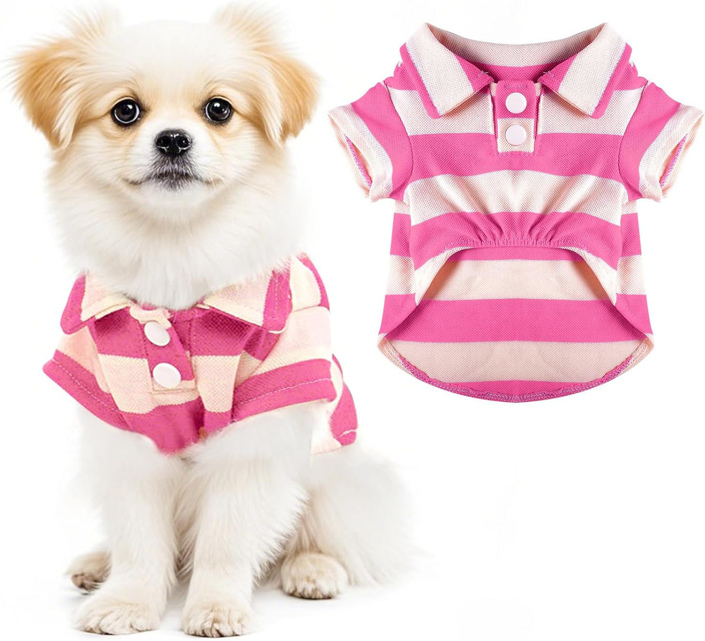 Dog Shirt Polo Shirt Striped Collar Puppy Clothes Summer Button up Pet Clothes for Small Medium Dogs Cats for Boy Girl Pets