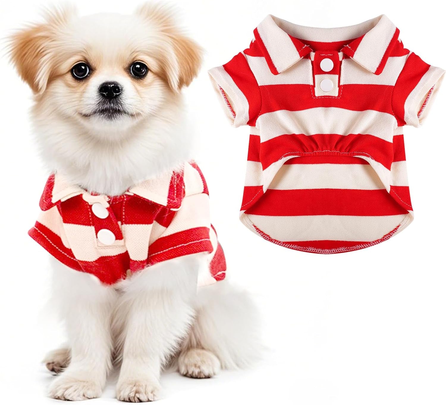 Dog Shirt Polo Shirt Striped Collar Puppy Clothes Summer Button up Pet Clothes for Small Medium Dogs Cats for Boy Girl Pets