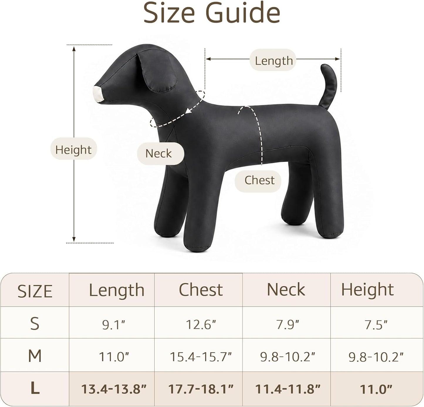 Dog Mannequin PU Pet Clothing Display Stand Cute Dog Hangers for Clothes Store Leather Pet Sewing Mannequin Durable Puppy Standing Model (Black, Large)