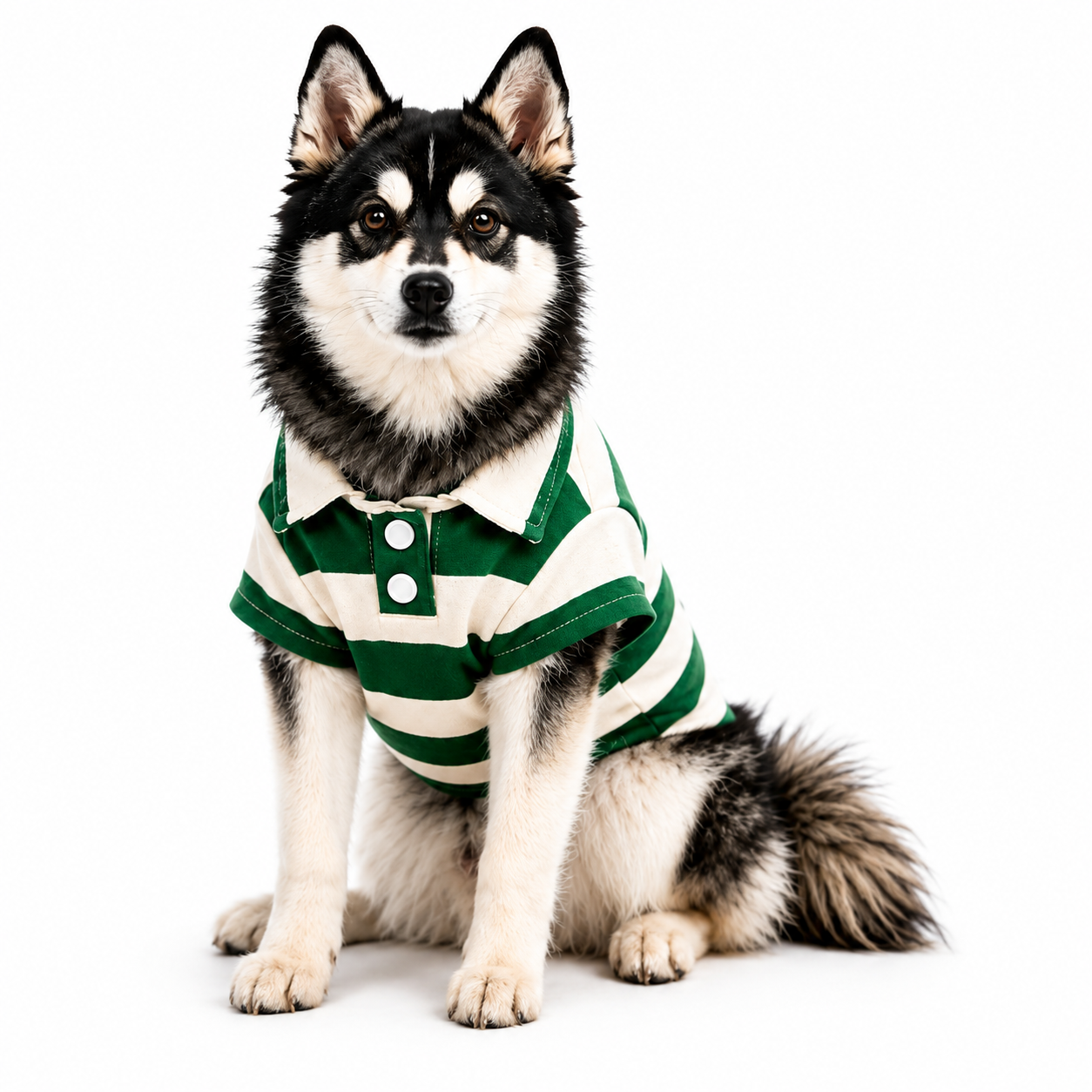 Green Striped Summer Pet Polo