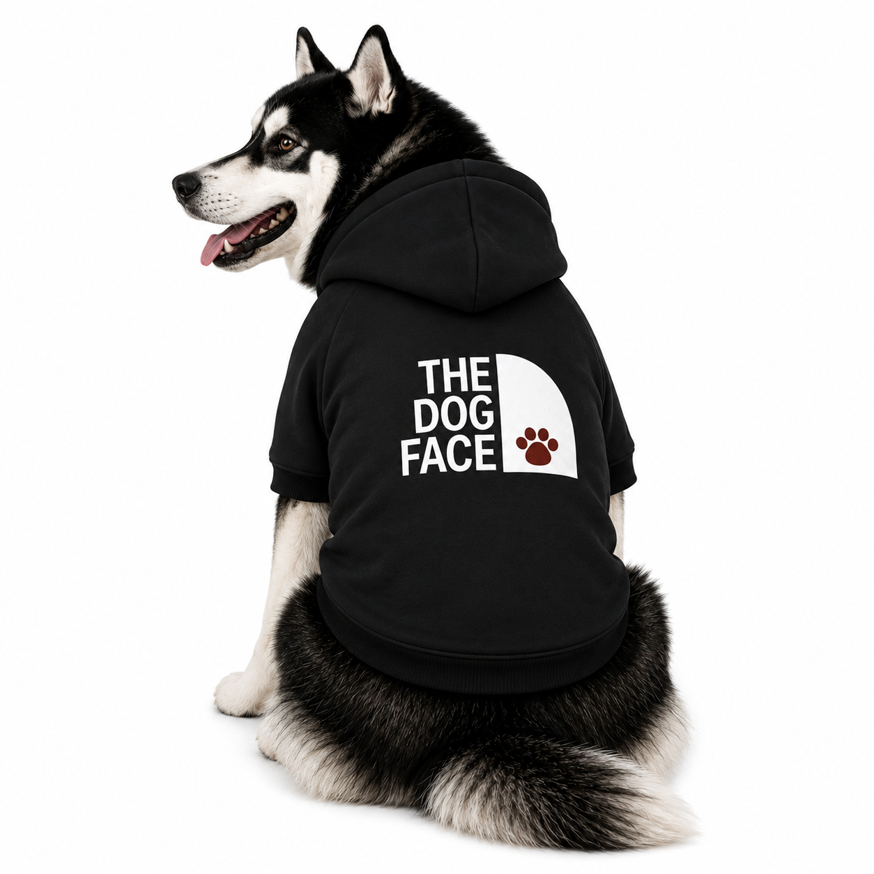 The Dog Face Printed Black Hoodie