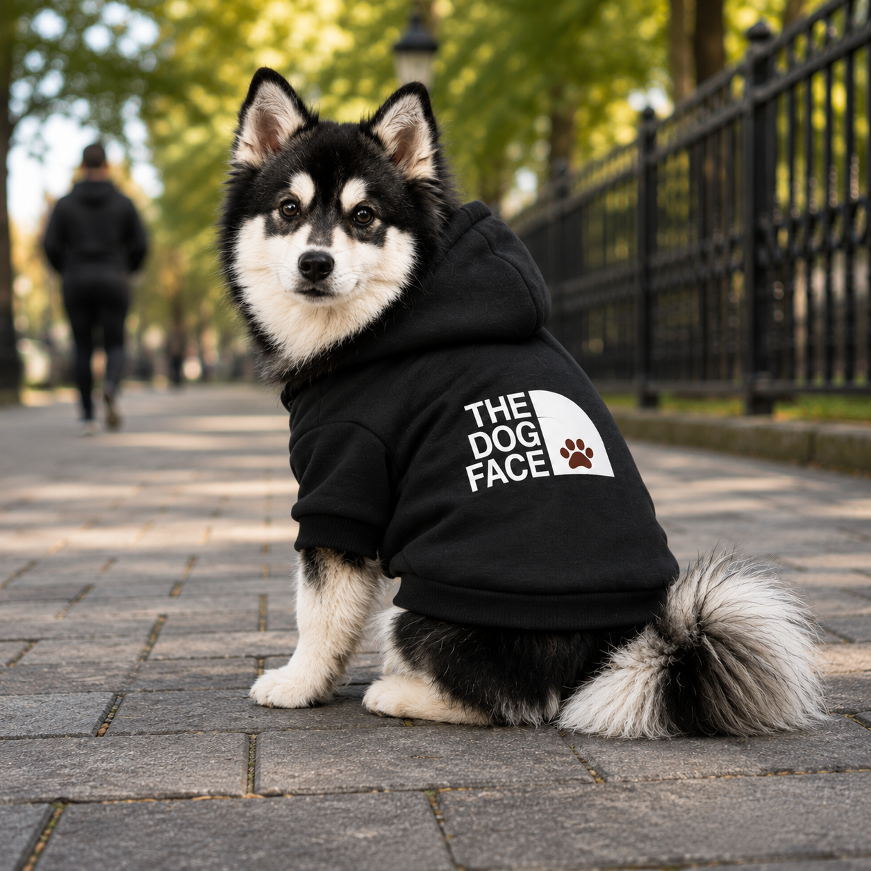 The Dog Face Printed Black Hoodie