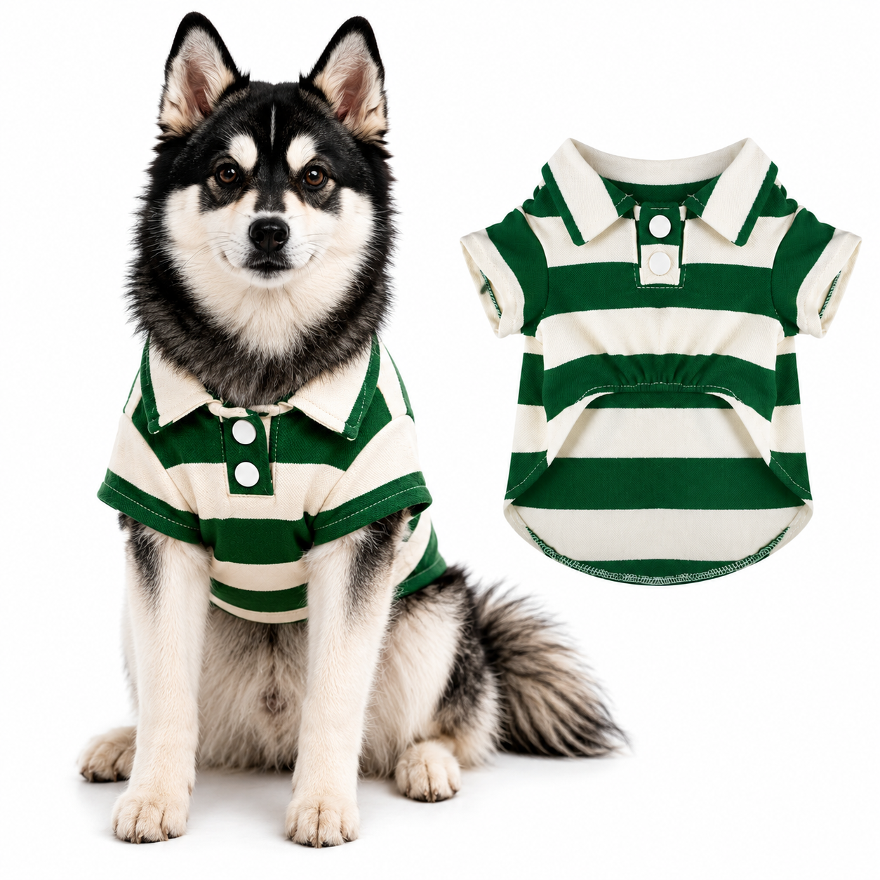 Green Striped Summer Pet Polo