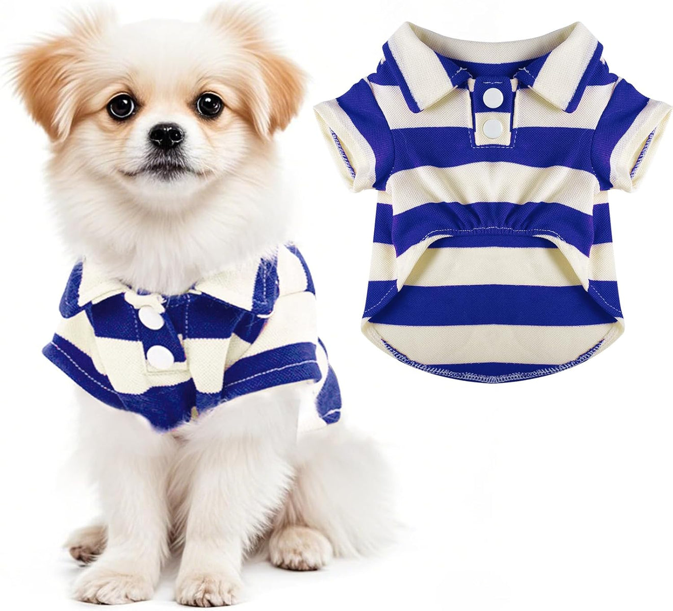 Dog Shirt Polo Shirt Striped Collar Puppy Clothes Summer Button up Pet Clothes for Small Medium Dogs Cats for Boy Girl Pets