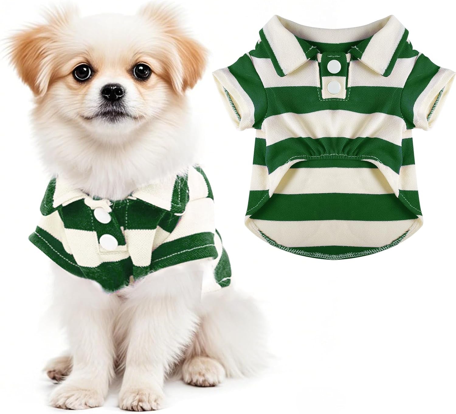 Dog Shirt Polo Shirt Striped Collar Puppy Clothes Summer Button up Pet Clothes for Small Medium Dogs Cats for Boy Girl Pets